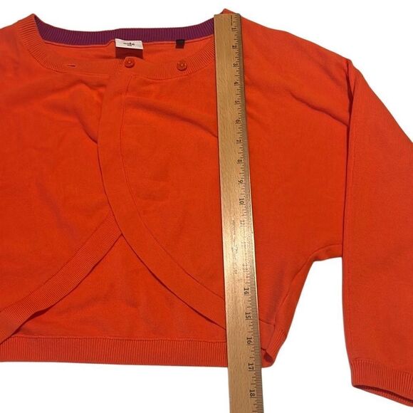 CAbi Piccolo Tiger Lily Orange Cropped Cotton Shrug Cardigan Size Medium - Picture 9 of 10